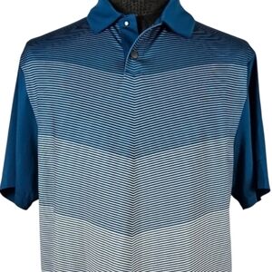 Greg Norman For Tasso Elba Aqua Blue Men's Poly Blend Polo Casual Sport Size L